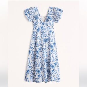 Puff Sleeve Plunge Mini Dress